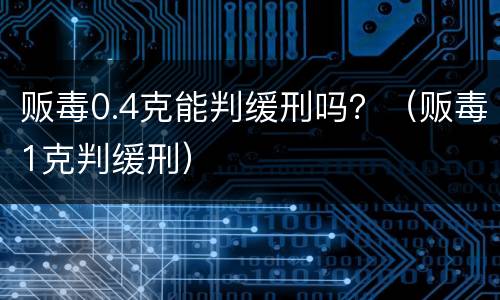 贩毒0.4克能判缓刑吗？（贩毒1克判缓刑）