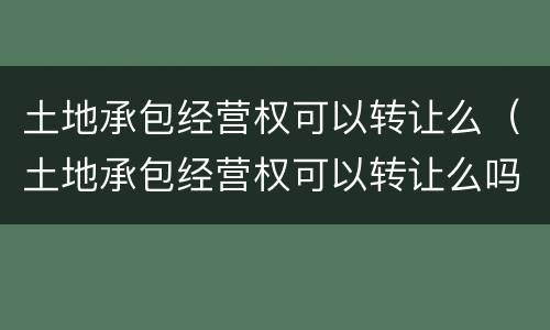 土地承包经营权可以转让么（土地承包经营权可以转让么吗）
