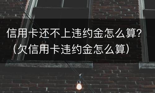信用卡还不上违约金怎么算？（欠信用卡违约金怎么算）