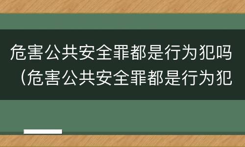 危害公共安全罪都是行为犯吗（危害公共安全罪都是行为犯吗）