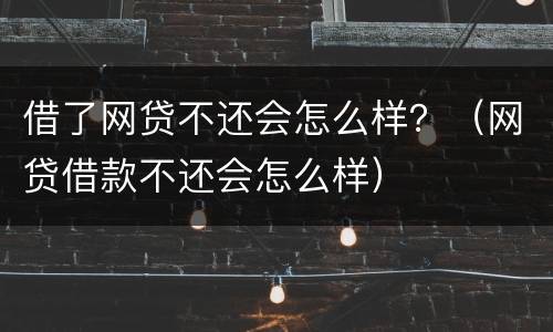 借了网贷不还会怎么样？（网贷借款不还会怎么样）