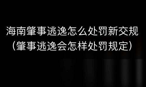海南肇事逃逸怎么处罚新交规（肇事逃逸会怎样处罚规定）