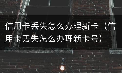 信用卡丢失怎么办理新卡（信用卡丢失怎么办理新卡号）