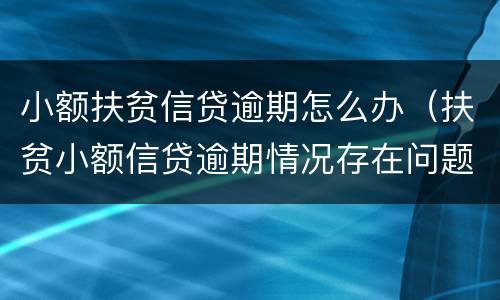 小额扶贫信贷逾期怎么办（扶贫小额信贷逾期情况存在问题）