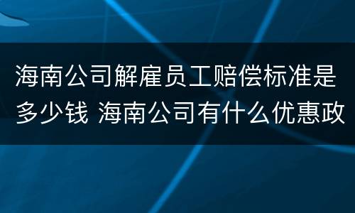 海南公司解雇员工赔偿标准是多少钱 海南公司有什么优惠政策