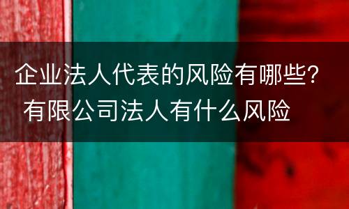 企业法人代表的风险有哪些？ 有限公司法人有什么风险
