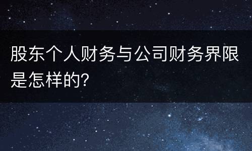 股东个人财务与公司财务界限是怎样的？