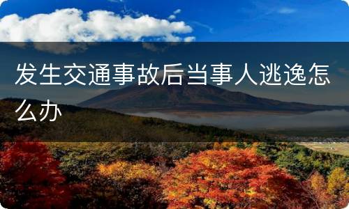 发生交通事故后当事人逃逸怎么办