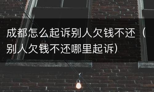 成都怎么起诉别人欠钱不还（别人欠钱不还哪里起诉）