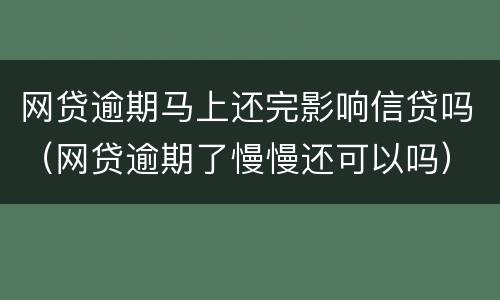网贷逾期马上还完影响信贷吗（网贷逾期了慢慢还可以吗）
