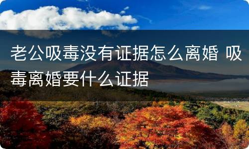 老公吸毒没有证据怎么离婚 吸毒离婚要什么证据