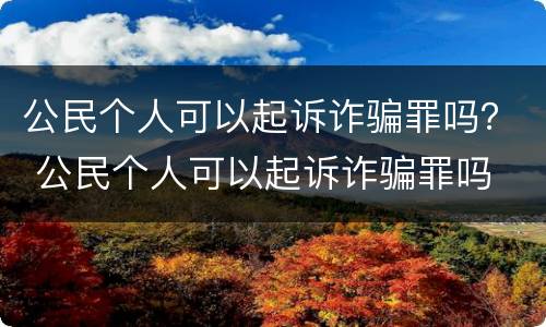 公民个人可以起诉诈骗罪吗？ 公民个人可以起诉诈骗罪吗