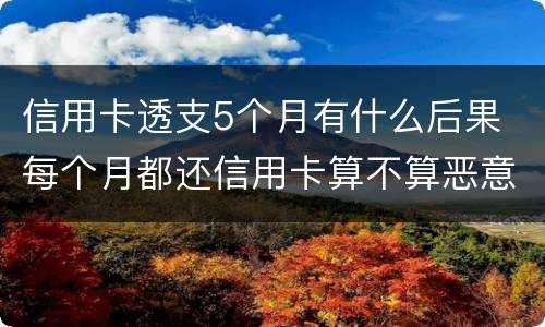 信用卡透支5个月有什么后果 每个月都还信用卡算不算恶意透支