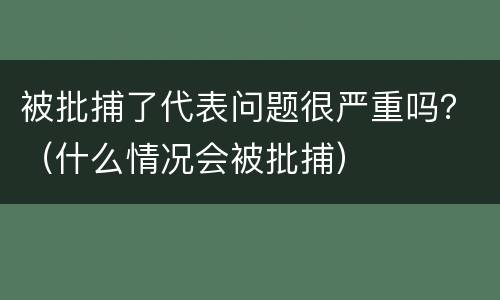 被批捕了代表问题很严重吗？（什么情况会被批捕）