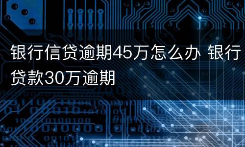 银行信贷逾期45万怎么办 银行贷款30万逾期