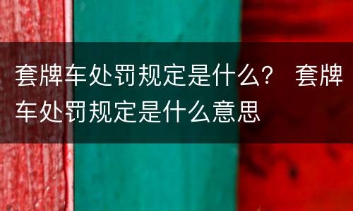 套牌车处罚规定是什么？ 套牌车处罚规定是什么意思