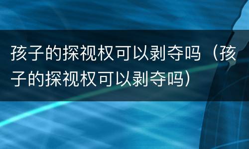 孩子的探视权可以剥夺吗（孩子的探视权可以剥夺吗）