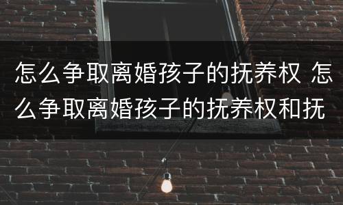 怎么争取离婚孩子的抚养权 怎么争取离婚孩子的抚养权和抚养费