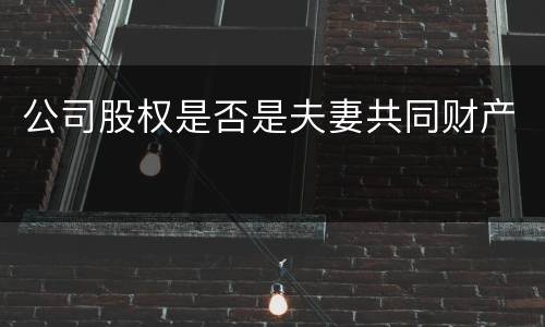 公司股权是否是夫妻共同财产