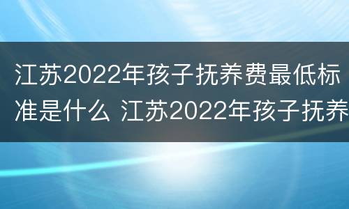 江苏2022年孩子抚养费最低标准是什么 江苏2022年孩子抚养费最低标准是什么呢