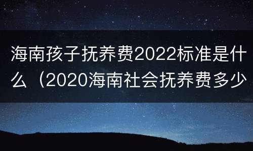 海南孩子抚养费2022标准是什么（2020海南社会抚养费多少钱）
