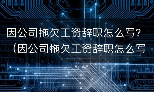 因公司拖欠工资辞职怎么写？（因公司拖欠工资辞职怎么写申请）