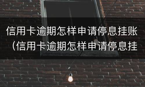 信用卡逾期怎样申请停息挂账（信用卡逾期怎样申请停息挂账还款）
