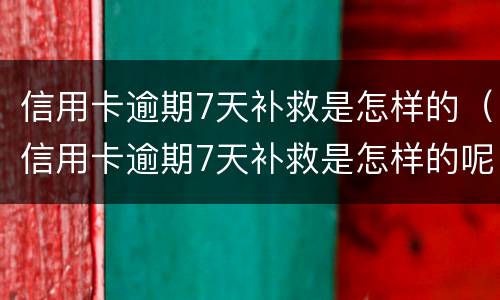 信用卡逾期7天补救是怎样的（信用卡逾期7天补救是怎样的呢）