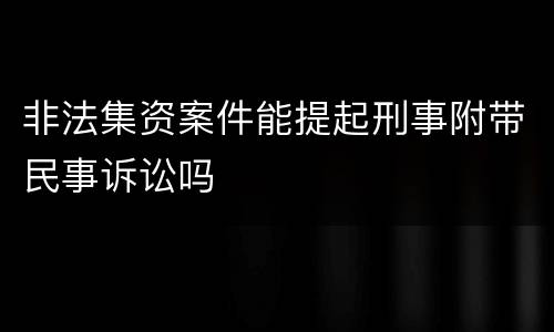 非法集资案件能提起刑事附带民事诉讼吗