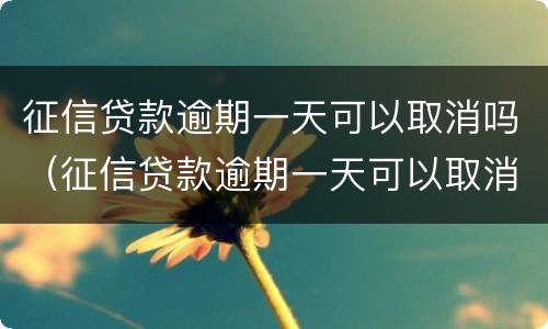 征信贷款逾期一天可以取消吗（征信贷款逾期一天可以取消吗知乎）