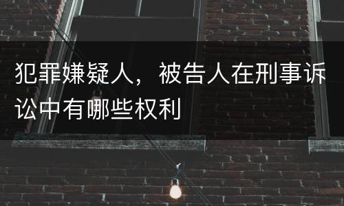 犯罪嫌疑人，被告人在刑事诉讼中有哪些权利