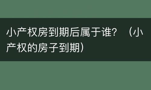 小产权房到期后属于谁？（小产权的房子到期）