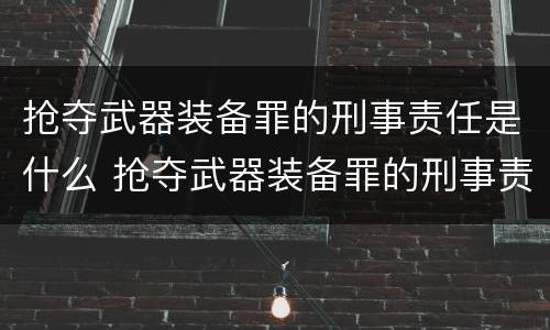 抢夺武器装备罪的刑事责任是什么 抢夺武器装备罪的刑事责任是什么案件