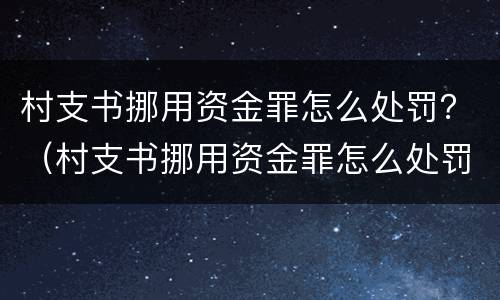 村支书挪用资金罪怎么处罚？（村支书挪用资金罪怎么处罚的）