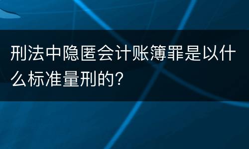 刑法中隐匿会计账簿罪是以什么标准量刑的?