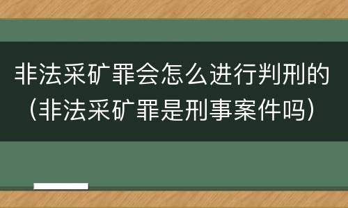 非法采矿罪会怎么进行判刑的（非法采矿罪是刑事案件吗）