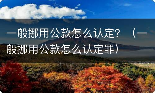 一般挪用公款怎么认定？（一般挪用公款怎么认定罪）