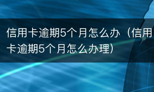 信用卡逾期5个月怎么办（信用卡逾期5个月怎么办理）