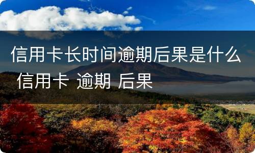 信用卡长时间逾期后果是什么 信用卡 逾期 后果