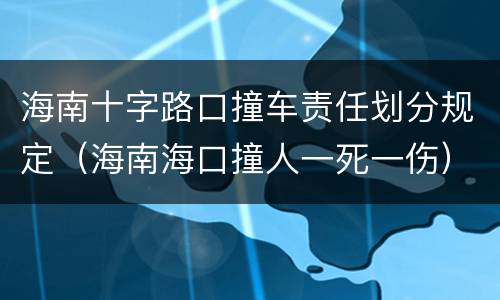 海南十字路口撞车责任划分规定（海南海口撞人一死一伤）