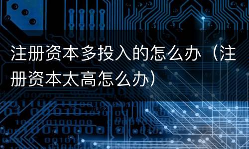 注册资本多投入的怎么办（注册资本太高怎么办）