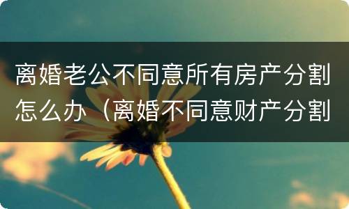 离婚老公不同意所有房产分割怎么办（离婚不同意财产分割怎么办）