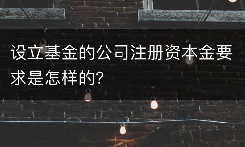 设立基金的公司注册资本金要求是怎样的？