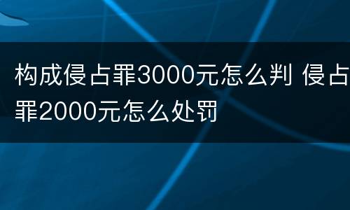 构成侵占罪3000元怎么判 侵占罪2000元怎么处罚