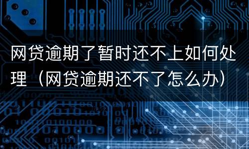 网贷逾期了暂时还不上如何处理（网贷逾期还不了怎么办）