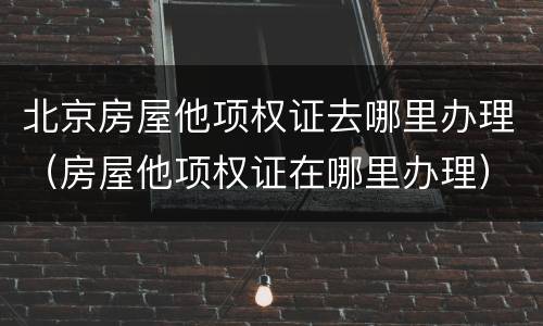 北京房屋他项权证去哪里办理（房屋他项权证在哪里办理）