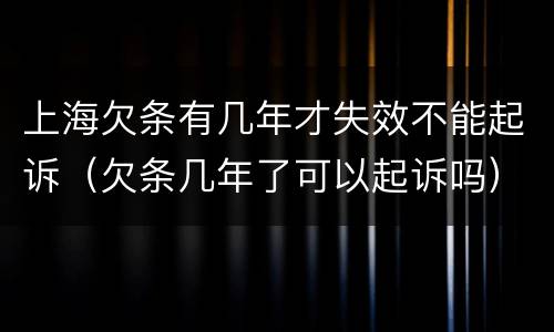 上海欠条有几年才失效不能起诉（欠条几年了可以起诉吗）