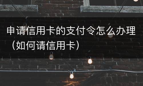 申请信用卡的支付令怎么办理（如何请信用卡）