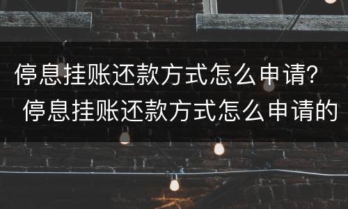 停息挂账还款方式怎么申请？ 停息挂账还款方式怎么申请的