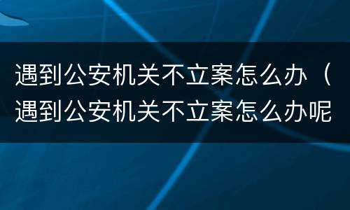 遇到公安机关不立案怎么办（遇到公安机关不立案怎么办呢）